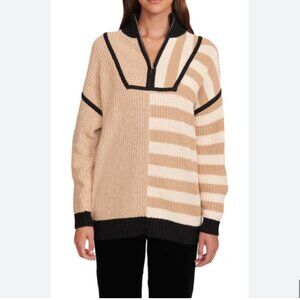STAUD Hampton Sweater Sahara Stripe XS NWT